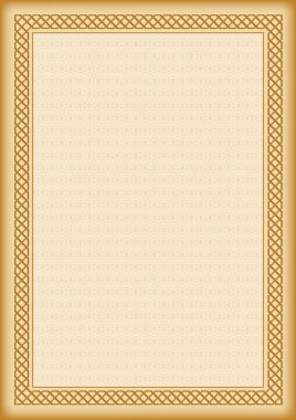 Dekoratif çerçeve Arapça stilini ve arka plan ile Tanca'da kılavuz, sertifika veya diploma için şablon. A4 sayfa boyutu.