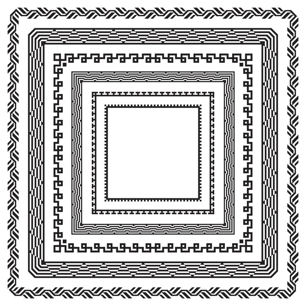 黒い四角形の幾何学的なフレームのセット. — ストックベクタ