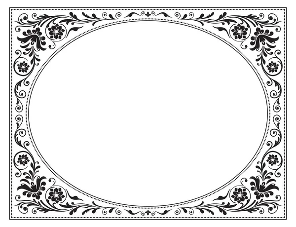 Oval süslü siyah çerçeve çiçek desenli. Eski Rus tarzı.
