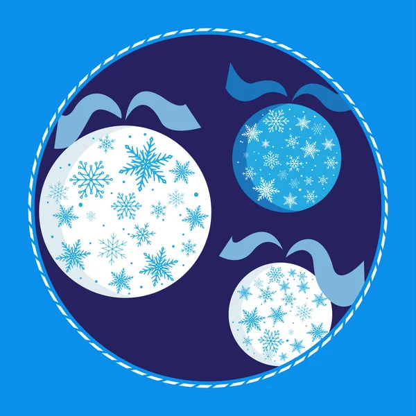 Winter kaart met sneeuwvlokken, kerstballen. — Stockvector