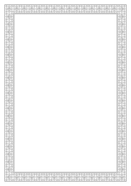 Siyah süslü çerçeve. A4 sayfa oranlar. Desen fırçası vektör dosyası içinde yer almaktadır.