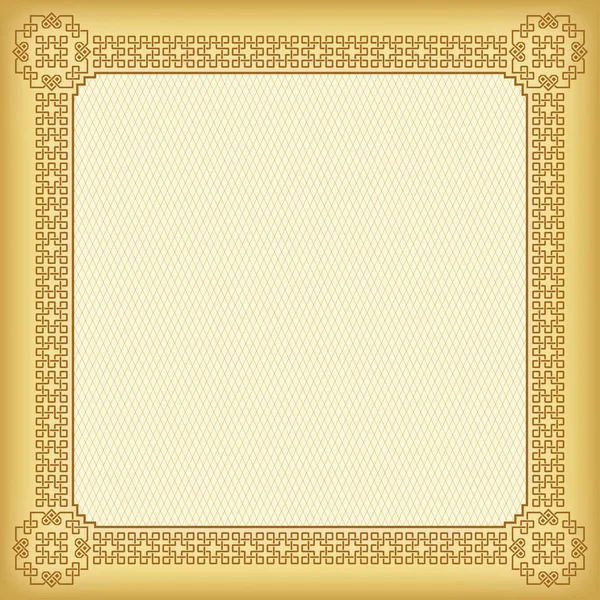 Квадратный орнамент рамки и фона, чересстрочные линии и золотые цвета . — стоковый вектор