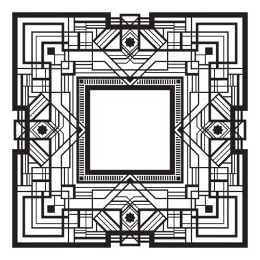 Siyah retro çerçeve, 1920'lerin art deco tarzı kare.