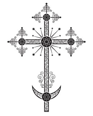 Varyasyonları, Ortodoks haçı genellikle üzerinde Kilise kubbe yüklenir. Siluet, şablon. Sadece siyah renk. 