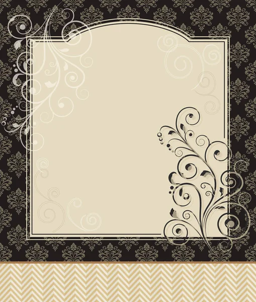 Ornate banner, card, invitation template. Gold and brown colors. — Stock Vector