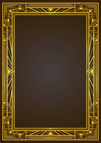 Золотая металлическая прямоугольная ретро-рамка, стиль ар-деко 1920-х годов. Пропорции страниц . — стоковый вектор