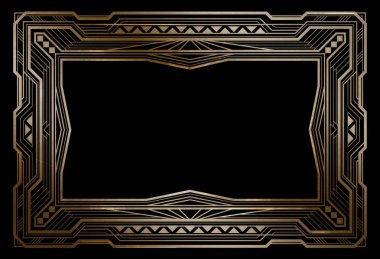 Dikdörtgen pirinç retro çerçeve, 1920'lerin art deco tarzı. 3:2 oranlarını.