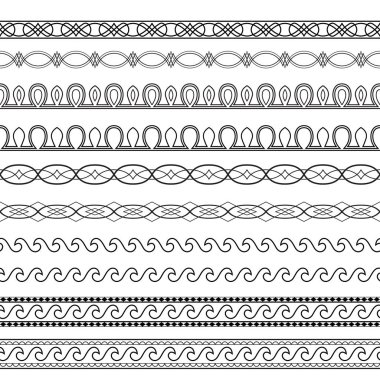 Siyah süslü kenarlık kümesi. Desen fırçaları vektör dosyasına dahil edilir. 
