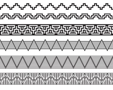 Siyah süslü kenarlık kümesi. Desen fırçaları vektör dosyasına dahil edilir. 
