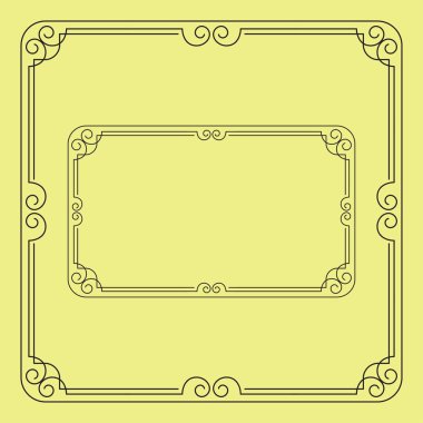 Süslü siyah kare ve dikdörtgen kare, köşeleri sayfa dekorasyon için. 