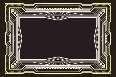 Dikdörtgen altın retro çerçeve, 1920'lerin art deco tarzı. 3:2 oranlarını.