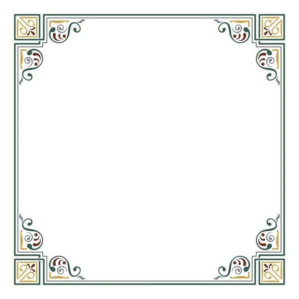 Cadre carré décoré de couleur. Coins, décoration de page . — Image vectorielle