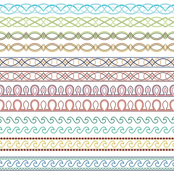 组颜色华丽边框。图案画笔包含在矢量文件. — 图库矢量图片