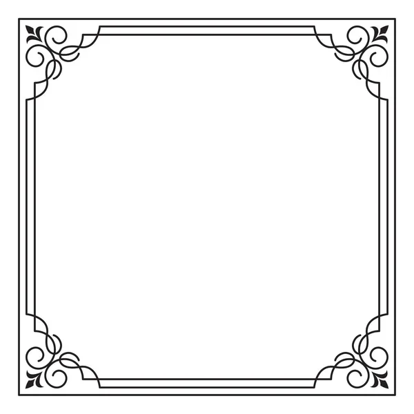 Ornate black square frame, corners. — Stock Vector