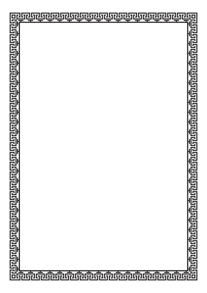 Cadre rectangulaire noir, motif géométrique. proportions A4 pages . — Image vectorielle