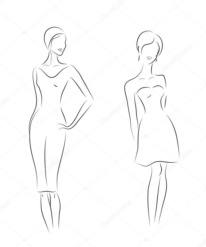 sketch fashion model outline sketch fashion model outline