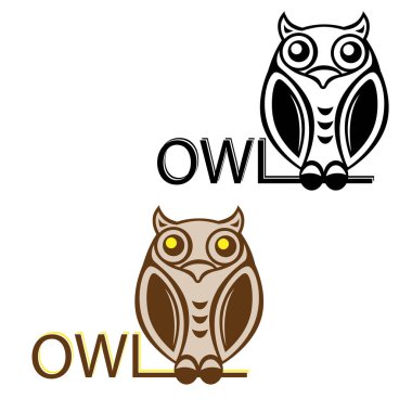 Baykuş, renkli ve siyah seçenekleri oturan ile simgesi. 