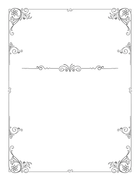 Ornate black rectangular frame. Decoration for card, certificate, advertisement. Letter page proportions. — Stock Vector