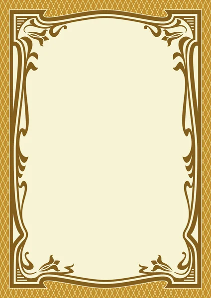 Ornate color frame, background. Art Nouveau style. A4 page proportions. — Stock Vector