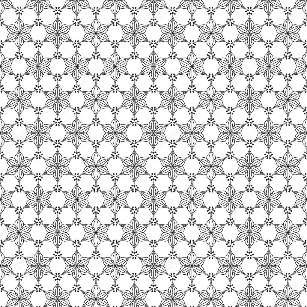 Seamless black floral pattern. Swatch is included in vector file. Transparent background.