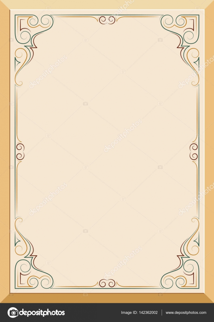 Ornate rectangular color frame on light background, calligraphic lines. A4  page proportions. Stock Vector Image by ©SvetlanaParsh #142362002