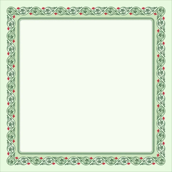 Украшенный квадратный цвет рамки, листья и виньетки . — стоковый вектор