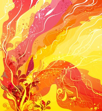 Parlak arka plan, renkli soyut çiçek, vinyetlerin ve çizgili desen. 