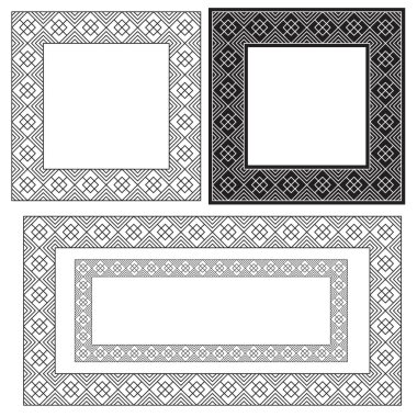 Kare ve dikdörtgen siyah çerçeve, geometrik desen. 