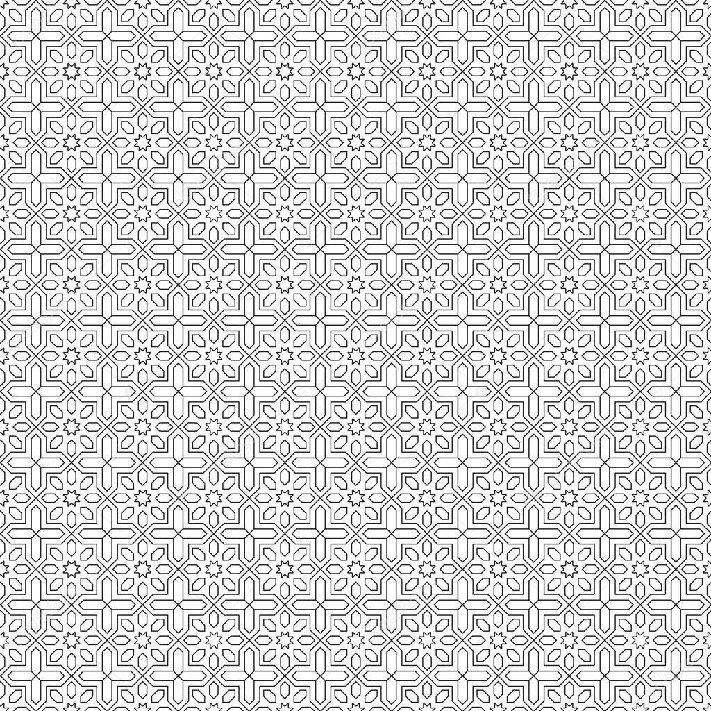 Seamless geometric black pattern, no background. Arabic style. Swatch is included.