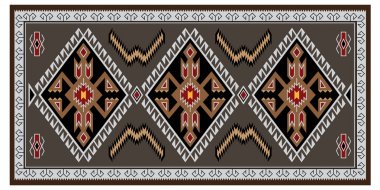 Renkli geometrik desen, battaniye, banner. Amerikan yerlileri tarzı. Navajo kabile stili.