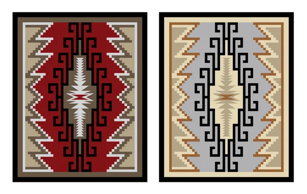 Buntes geometrisches Muster, Decke, Banner. amerikanischer Indianer-Stil. Stil des Navajo-Stammes. — Stockvektor