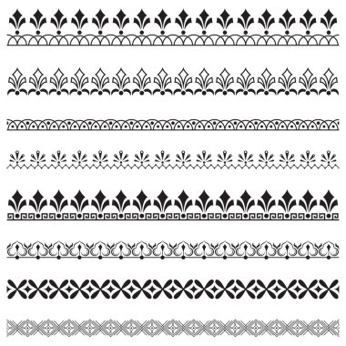 Siyah süslü kenarlık kümesi. Desen fırçaları eklenir.