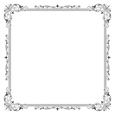 Süslü kare siyah çerçeve sayfası dekorasyon, başlık, kart, etiket için.