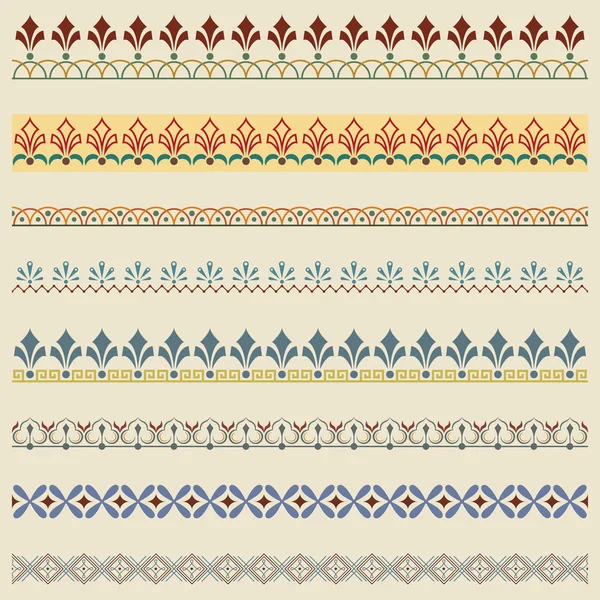 Conjunto de bordes adornados de color. Los pinceles de patrón están incluidos . — Vector de stock