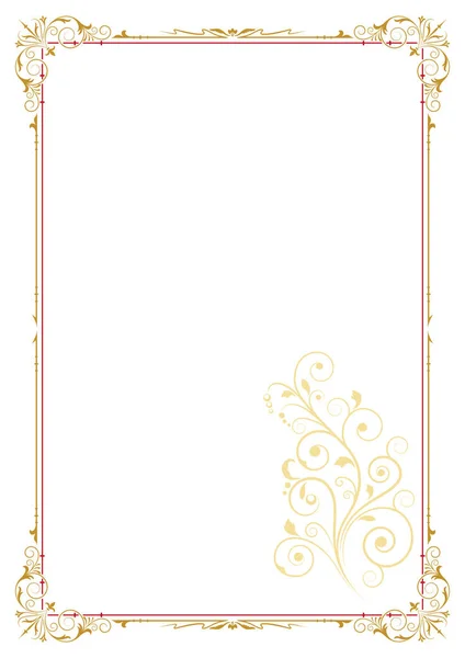 Color marco ornamentado rectangular y elemento floral, decoración de página. A4 proporciones de página . — Vector de stock