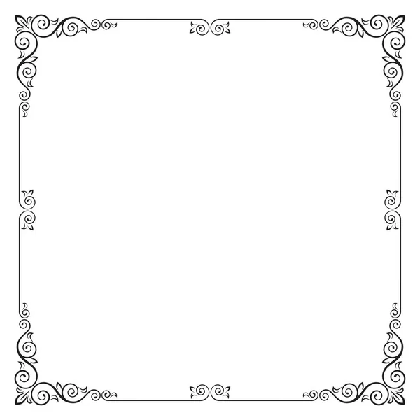 Moldura preta quadrada ornamentada para decoração de página, título, cartão, rótulo . — Vetor de Stock