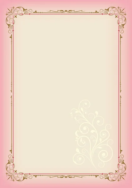 Color rectangular ornate frame and floral element on light background, page decoration. A3 page proportions. — Stock Vector