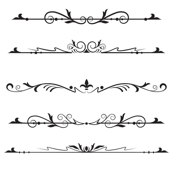 Conjunto de encabezados, divisores de texto, elementos para la decoración de páginas. Color negro . — Vector de stock