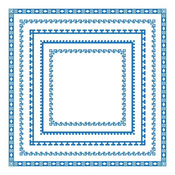Sada čtvercové modré a bílé ohraničení pro stránky dekorace, titul, karta, label. — Stockový vektor