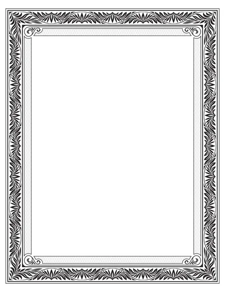Kunstvoller rechteckiger schwarzer Rahmen für Seitendekoration, Titel, Karte, Etikett. Buchstabenseite Proportionen. — Stockvektor