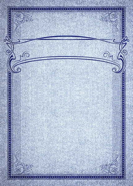 装饰的矩形框架和牛仔纹理的横幅。文凭、 证书、 卡片、 标签模板。A3 页面大小. — 图库照片