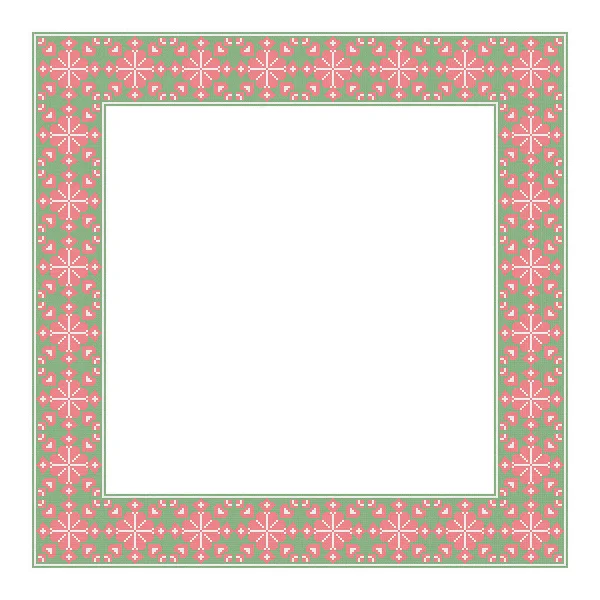 Decorative square frame, cross-stitched embroidery imitation.