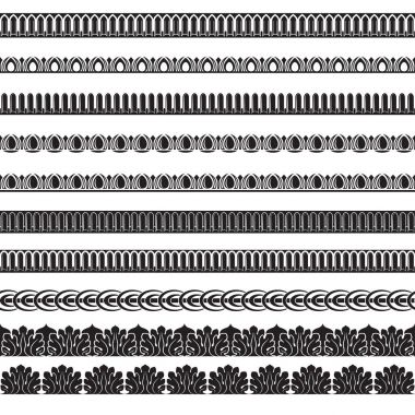 Siyah süslü kesintisiz kenarlıklar, klasik mimari Stil kümesi. Desen fırçaları eklenir.