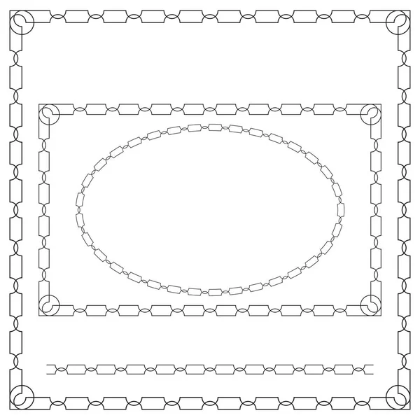 Geometrische Rahmen, oval, rechteckig und quadratisch. Musterbürste. — Stockvektor