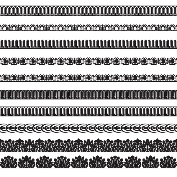 Siyah süslü kesintisiz kenarlıklar, klasik mimari Stil kümesi. Desen fırçaları eklenir.