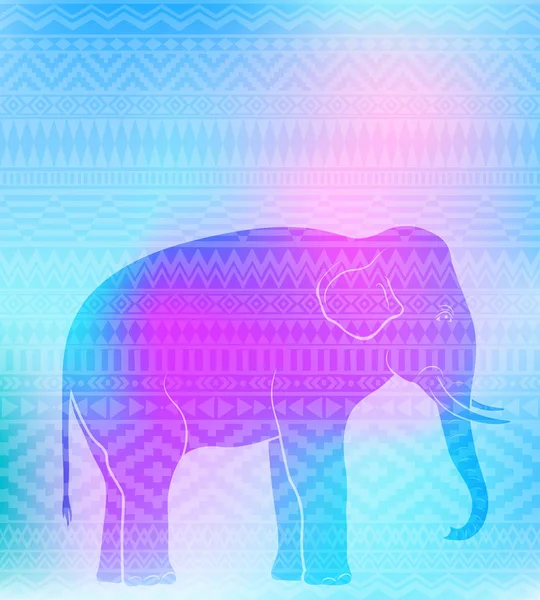 Силуэт слона на бесшовной геометрической схеме. Используется пюре . — стоковый вектор