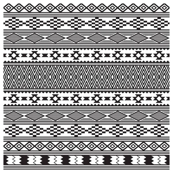 American Indians tribal texture, seamless pattern. Navajo style. Swatch is included in vector file. Black and white. — Stock Vector