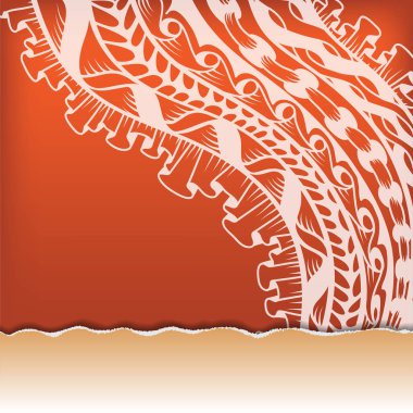 Zentangle çizim ve yırtık kağıt kenar etkisi ile dekoratif kare banner. 