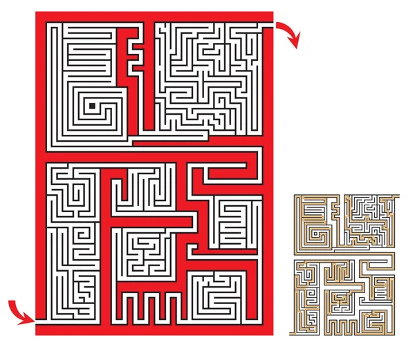 Bonyolult labirintus játék vázlat oldattal. Színező oldal. — Stock Vector