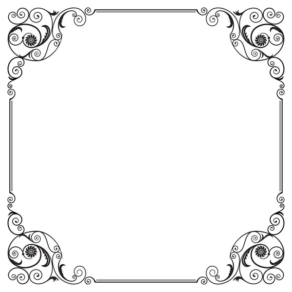 Ornate square black text border, decorative corners. — Stock Vector